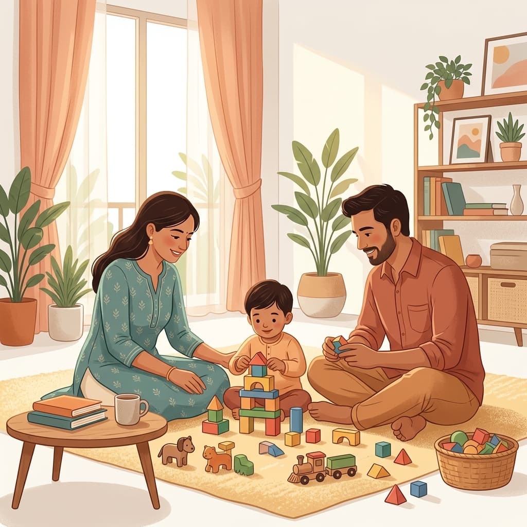 Happy parent and child